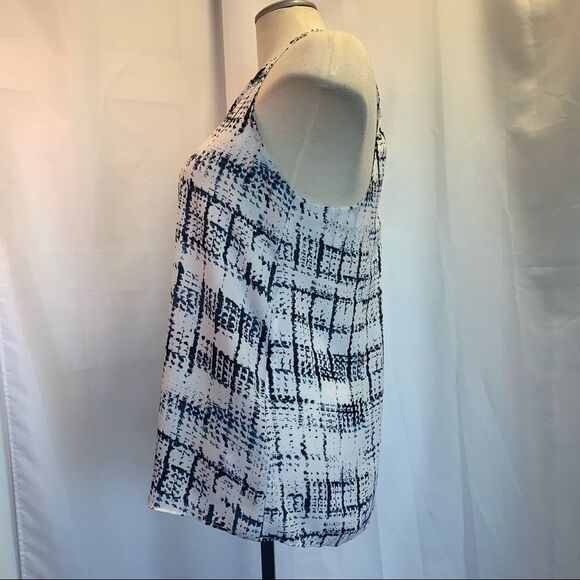 NWT Paraphrase Blue white cross back tank top blouse size medium - Picture 2 of 7